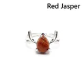 Elegant teardrop-shaped red natural stone ring with silver antler design - Red Jasper