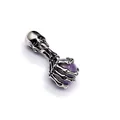 Punk-Stil Totenkopf Skeletthand Anhänger mit einer natürlichen lila Amethyst Kugel - Amethyst