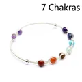 Handmade wire wrapped bangle bracelet featuring seven chakra natural gemstone beads - Seven Colors (Silver)
