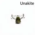 Elegant silver-tone antler ring featuring a natural Unakite water-drop stone centerpiece - Unakite