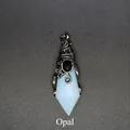 Opalite crystal pendant in a vintage witch hat design with silver metallic detailing - Opal (Antique Silver)