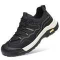 Stijlvolle zwarte outdoor wandelschoenen voor heren met ademend mesh en antislip rubberen zool - 38 / Zwart
