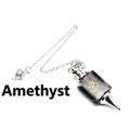 Natural Amethyst crystal pendulum pendant with Om symbol and silver chain for dowsing - Amethyst