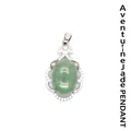 Elegante colgante calado plateado para mujer con piedra de aventurina verde ovalada - Aventurina verde