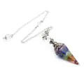 Seven chakra crystal healing pendulum with multi-colored crushed stones in resin - Rainbow