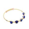 Handmade 14K gold-filled wire bangle featuring premium natural round lapis lazuli gemstones - Lapis Lazuli