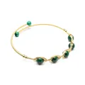 Elegant hand-woven 14K gold filled malachite stone bead bangle bracelet for women - Malachite