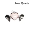 Pendentif médaillon cœur ailes d'ange vintage avec pierre naturelle de quartz rose - Quartz rose