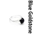 Minimalist adjustable silver-tone ring featuring a round dark blue sandstone gem - Blue Sandstone