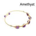 Bracciale rigido in oro 14K intrecciato a mano con perle di ametista naturale - Ametista