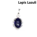 Elegante colgante de plata con un gran lapislázuli ovalado y detalles brillantes - Lapislázuli