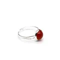 Elegant silver adjustable ring with a polished round red agate cabochon stone - Red Agate