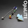 Spiritual opalite arrowhead dowsing pendulum tool with seven chakra stone beads - Opal