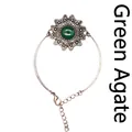 Pulsera de estilo vintage acabado en bronce con un diseño de flor de ágata verde natural - Ágata verde