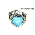 Vintage-Stil silberner Drachen-Herz-Anhänger mit eingelegtem blauen Türkisstein - Blauer Türkis
