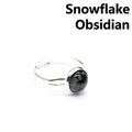 Anello regolabile minimalista placcato argento con pietra di ossidiana fiocco di neve - Ossidiana Fiocco di Neve