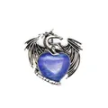 Vintage Silberdrache Herzanhänger mit natürlichem blauem Lapislazuli-Edelstein - Lapislazuli