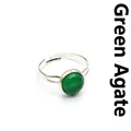 Anello minimalista placcato argento con gemma di agata verde tonda - Agata verde