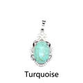 Colgante vintage de plata con una piedra azul ovalada estilo turquesa con vetas marrones - Turquesa