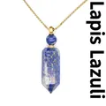 Elegant natural lapis lazuli hexagonal pillar perfume bottle necklace with gold chain - Lapis Lazuli (Gold)