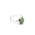 Anello regolabile minimalista in argento con una pietra rotonda di avventurina verde - Giada avventurina