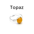 Anello minimalista placcato argento con gemma di giada gialla naturale tonda - Topazio