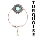 Antikes Bronze-Blumenarmband mit eingelegtem Türkisstein für einen Vintage-Look - Türkis