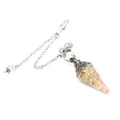 Hexagonal cone crystal dowsing pendulum with yellow citrine shards for energy healing - Citrine