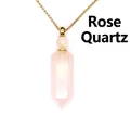 Natural rose quartz hexagonal prism perfume bottle necklace with gold chain - Rose Quartz (Gold)