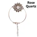 Antike Bronze-Blumenarmband mit Rosenquarz-Stein-Inlay-Varianten-Design - Rosenquarz