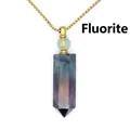 Hexagonal fluorite crystal perfume bottle necklace with gold-plated chain variant - Fluorite (Gold)