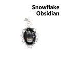 Elegante colgante de obsidiana copo de nieve con marco de filigrana plateada para mujer - Obsidiana copo de nieve
