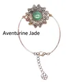 Vintage-Blumenarmband mit einem grünen Aventurin-Stein in der Mitte - Aventurin-Jade