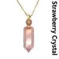 Natural strawberry quartz hexagonal crystal column pendant necklace with gold chain - Strawberry Quartz (Gold)