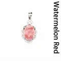 Elegante colgante calado de plata con un cristal ovalado de color rojo sandía - Rojo sandía