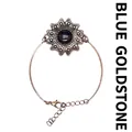Elegantes Vintage-Bronze-Blumenarmband mit einem natürlichen Blaufluss-Mittelstück - Blauer Sandstein