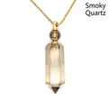 Hexagonal smoky quartz crystal perfume bottle necklace with gold-plated chain variant. - Smoky Quartz (Gold)