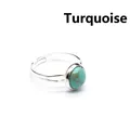 Anello aperto regolabile minimalista color argento con pietra di turchese rotonda - Turchese