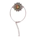 Vintage Armband in Antik-Bronze mit Blumenanhänger und grünem Unakit-Naturstein - Unakit