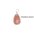 Natural pink strawberry quartz teardrop pendant with silver bail for necklaces jewelry - Strawberry Quartz