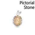 Elegante colgante calado plateado con piedra natural de jaspe paisajístico oval - Jaspe