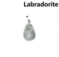Natural labradorite crystal teardrop pendant necklace with silver tone bail 12x20mm - Labradorite