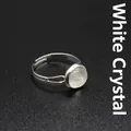 Anello minimalista in cristallo bianco naturale con fascia in argento regolabile per donne - Cristallo di rocca