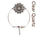 Vintage Bronze Blumenarmband mit einem natürlichen weißen Kristallstein in der Mitte - Weiß Kristall