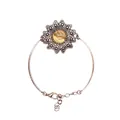 Vintage Armband aus Kupfer mit natürlicher Bilderjaspis-Blume im Nischenstil - Jaspis