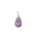 Natural water-drop shaped fluorite gemstone pendant with purple and green colors - Colorful Fluorite
