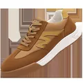 Vintage men's brown suede German Army trainers with thick rubber soles and lace-up closure - 37 / Brown