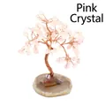 Handmade rose quartz gemstone money tree with agate slice base, wire wrapped home decor - Rose Quartz