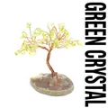 Handmade green crystal wire wrapped money tree on a natural polished agate slice base - Green Crystal