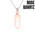 Natural rose quartz hexagonal column crystal perfume bottle necklace with silver chain - Rose Quartz (Silver)